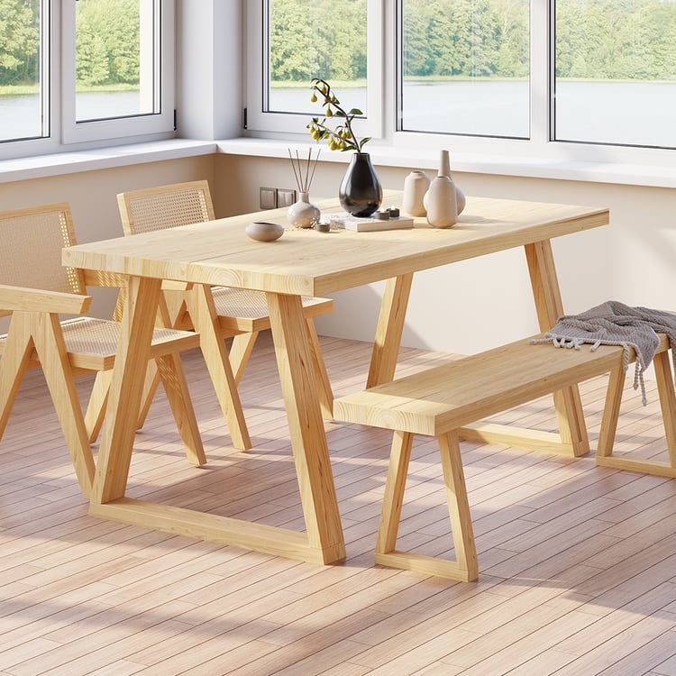 A-Frame Rectangular Table in Natural Pine with Trestle Legs