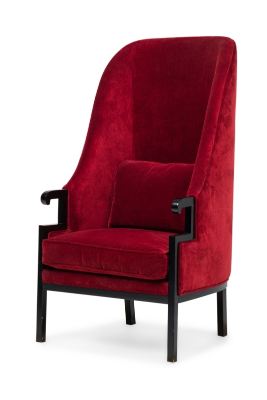 Accent Chair Crimson Velvet Arched High Back Sculptural Red Armchair
