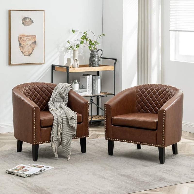 Accent Chair: Diamond Tufted Barrel Back. Small Space Seating Solutions.
