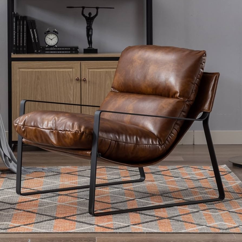 Accent Chair featuring Overstuffed Cushions on Cantilever Sled Base
