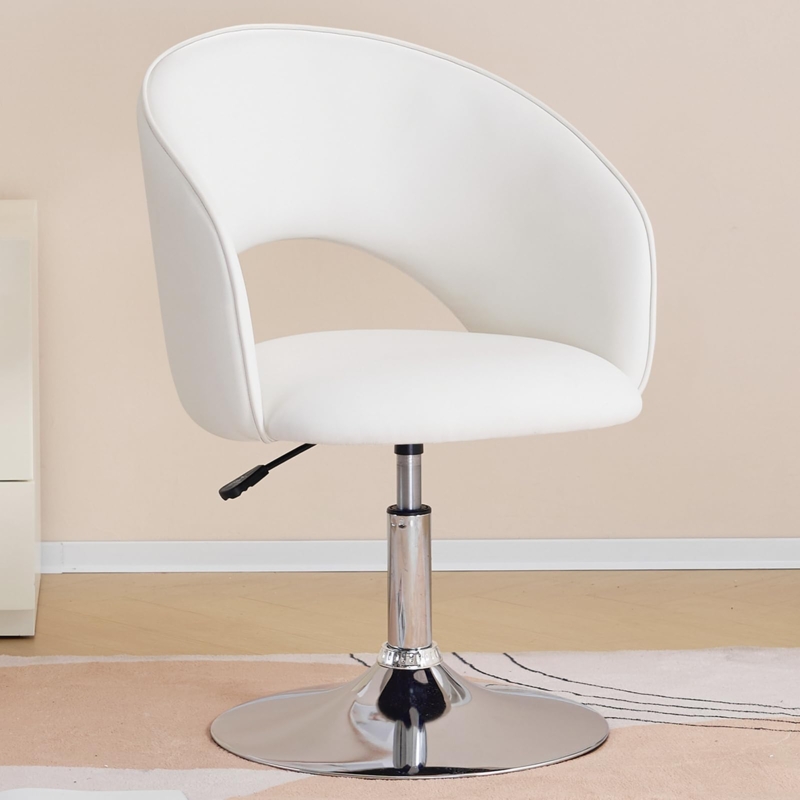 Accent Chair Open Back Cutout Chrome Pedestal Height Adjustable