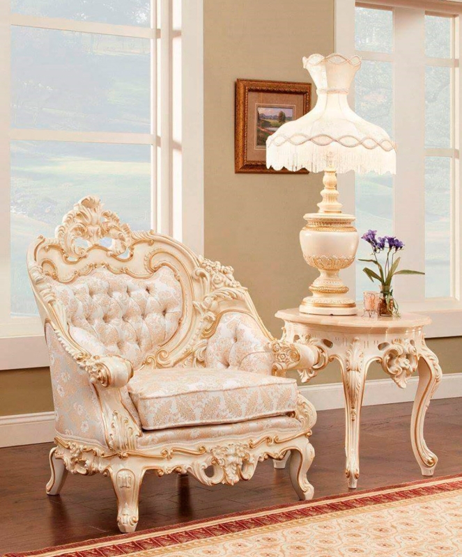 Accent Chair with Gold Accents and Tufted Backrest