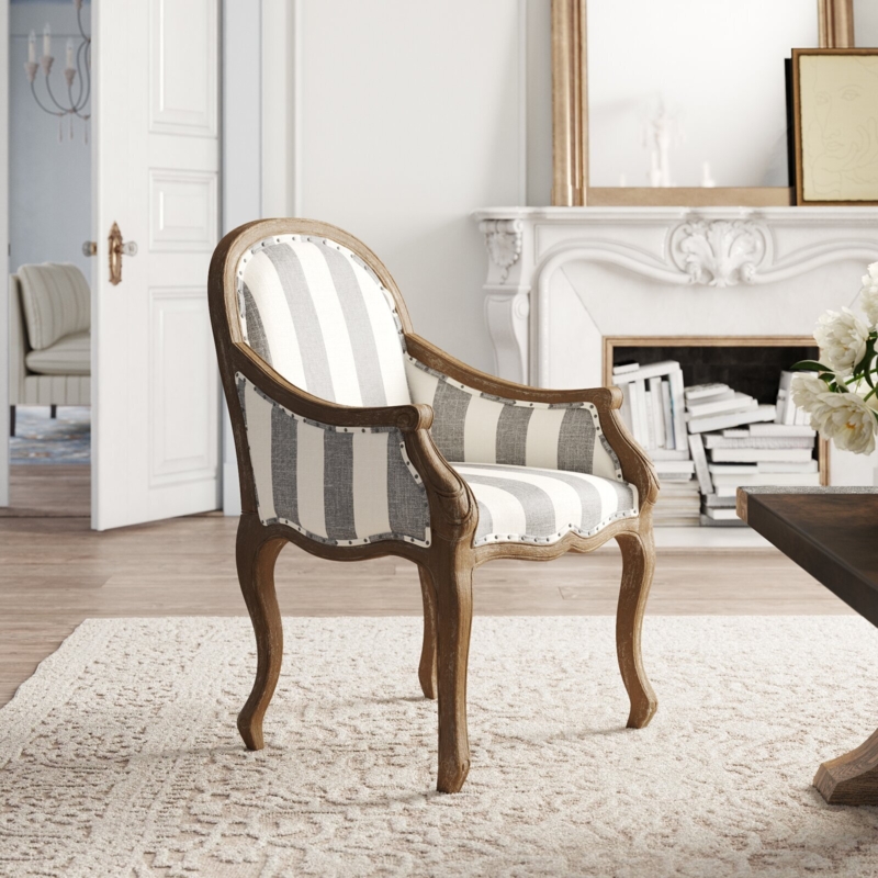 Accent Chair with Vertical Stripes and Nailhead Trim
