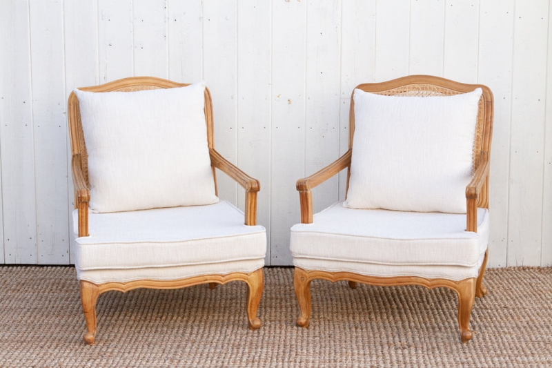 Accent Chairs featuring Square Pillows and Cabriole Legs