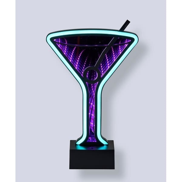 Accent Lamp: Cyberpunk Infinity Mirror Martini Glass, Cyan and Purple.