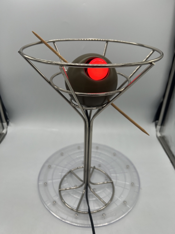 Accent Lamp: Metal Wireframe Martini Glass with Clear Acrylic Base.