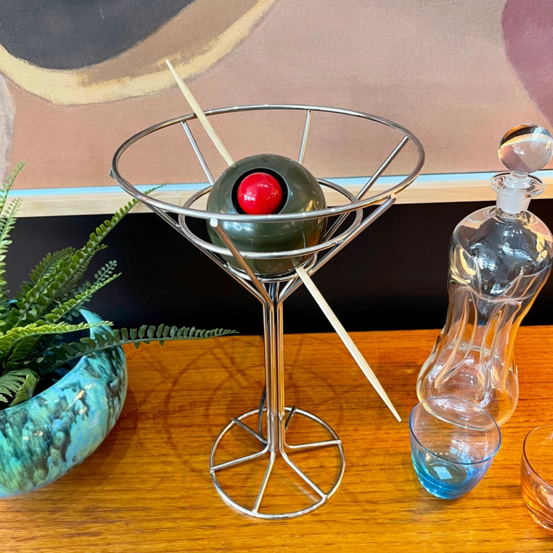 Accent Lamp: Mid-Century Polished Wireframe, Oversized Olive, Poppy Red.