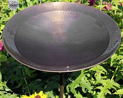 Achla Metal Bird Bath and Stake, Burnt Copper Colored at
