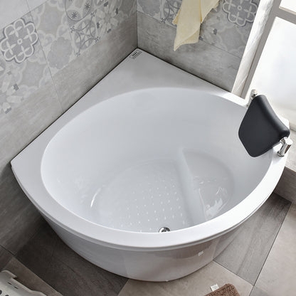 Acrylic Corner Bathtub with Seat & Anti-Slip Floor
