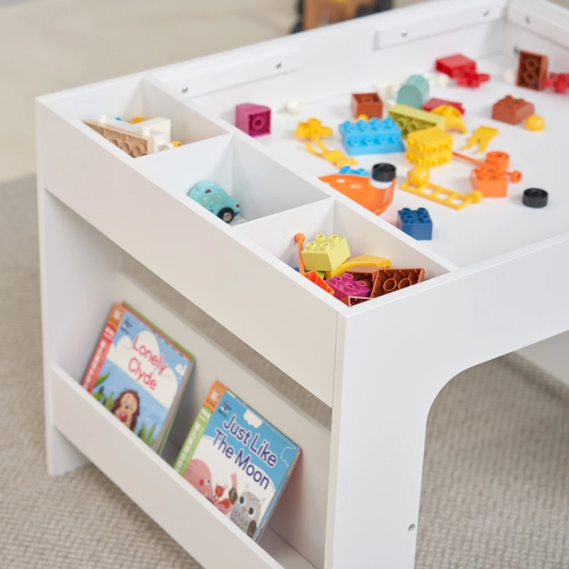 Activity Table Matte White With Storage Cubbies And Arch Legs
