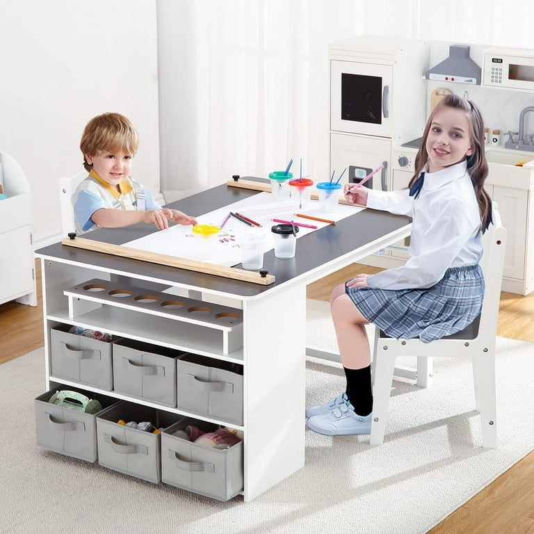 Activity Table Set With Built-In Cup Holders And Six Bins