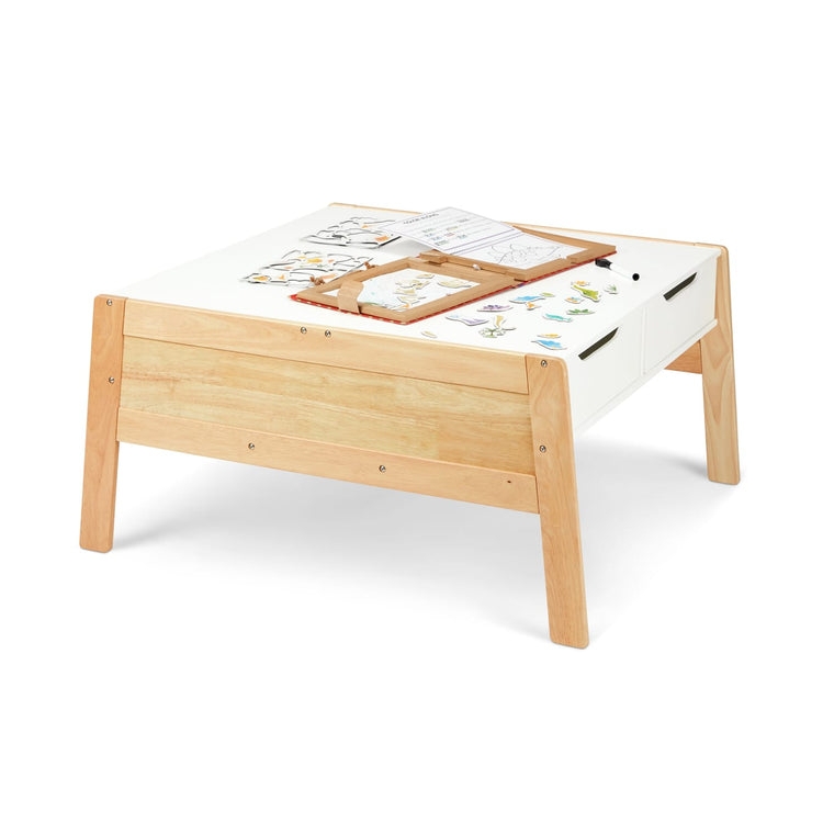 Activity Table White Tabletop With Natural Wood Tapered Legs
