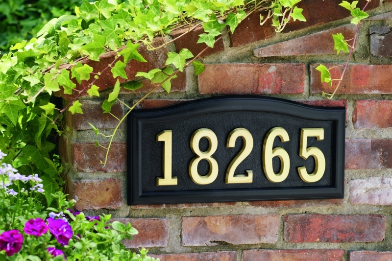 Address Plaque Antique Bronze Digits Matte Black Frame Arched Curb Appeal