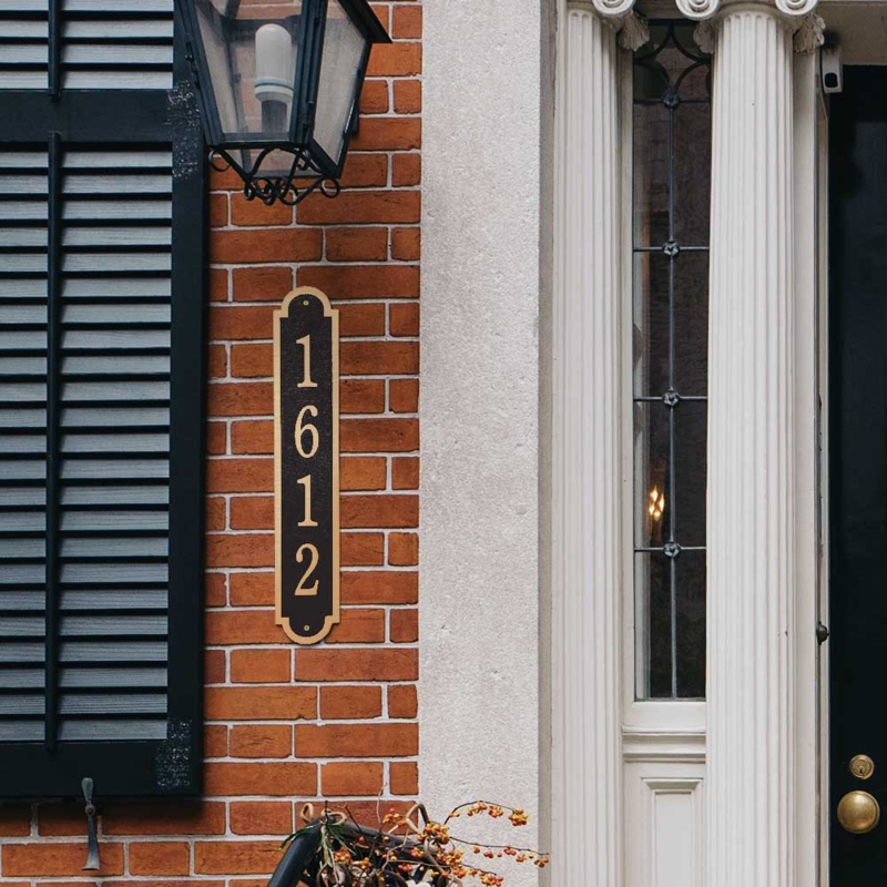 Address Plaque Arched Profile High Contrast Numerals Vertical Bronze