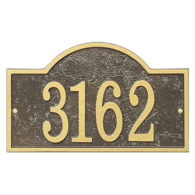 Address Plaque Arched Top Gold Numerals Dark Bronze Antique Finish