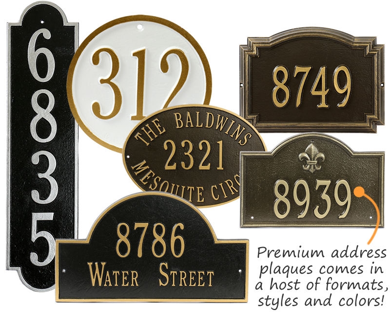 Address Plaque Custom Typography Fleur-de-lis Matte Black Traditional House Number Signs