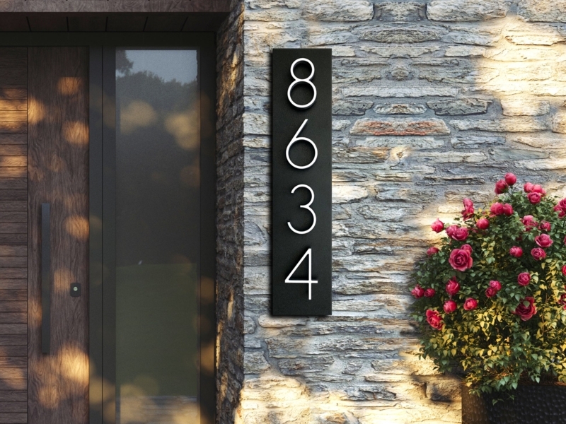 Address Plaque High Contrast Black and White Vertical Minimalist