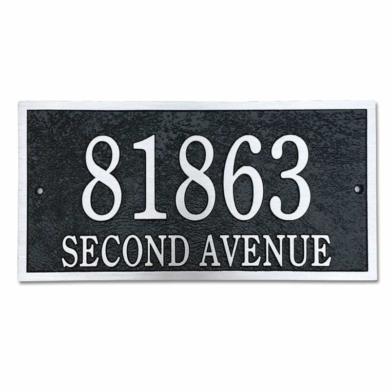 Address Plaque Raised Typography Rectangular Frame Cast Metal Custom Sign