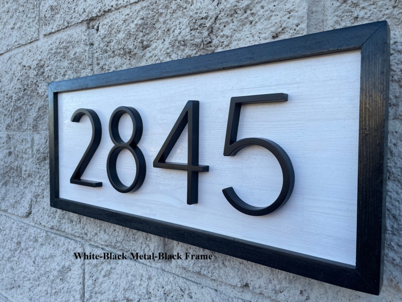 Address Sign Whitewashed Wood Raised Numbers Modern Farmhouse Metal
