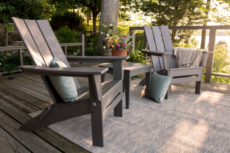 Adirondack Chair Folding Frame Three Slat Back in Slate Grey