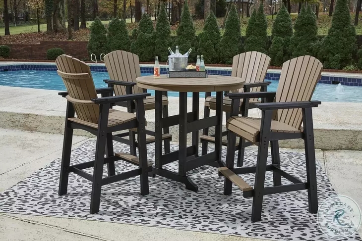 Adirondack Patio Pub Set Two-Tone Finish Weather Resistant Poolside