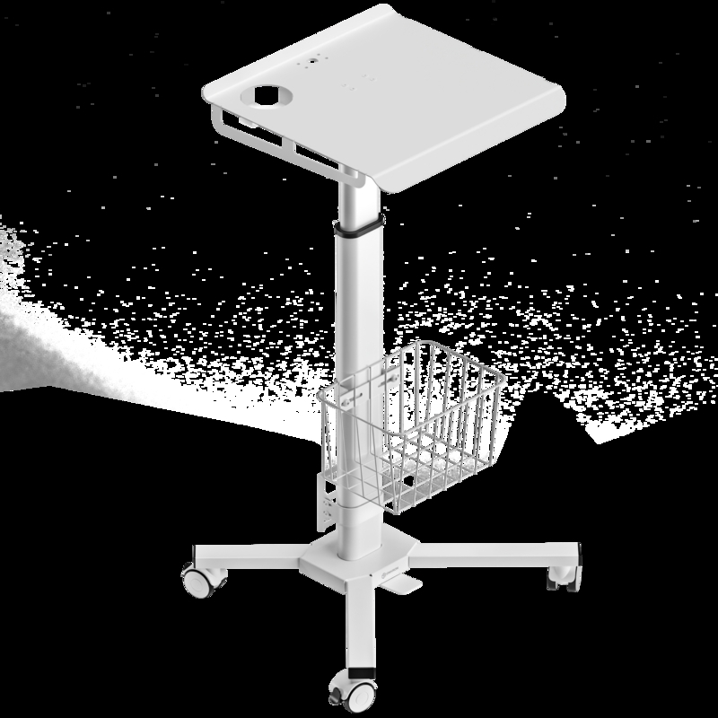 Adjustable Laptop Desk White Wire Storage Basket Foot Pedal