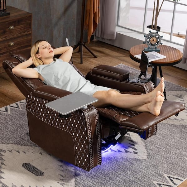 aisword Luxury Zero Gravity Recliner with Smart Controls, Storage  Compartments, and Adjustable Laptop/Tablet Trays - Brown AD547P164339