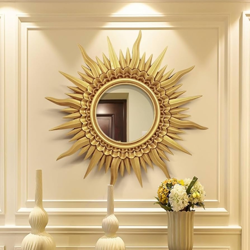 Amazon.com: 85cm/33.5" Sunburst Mirror, Round Decorative Wall Mirror,  Vintage Art Mirror for Bedroom, Living Room, Hallway, Entrance, Fireplace Wall  Decor (Color : Antique Gold) : Home & Kitchen