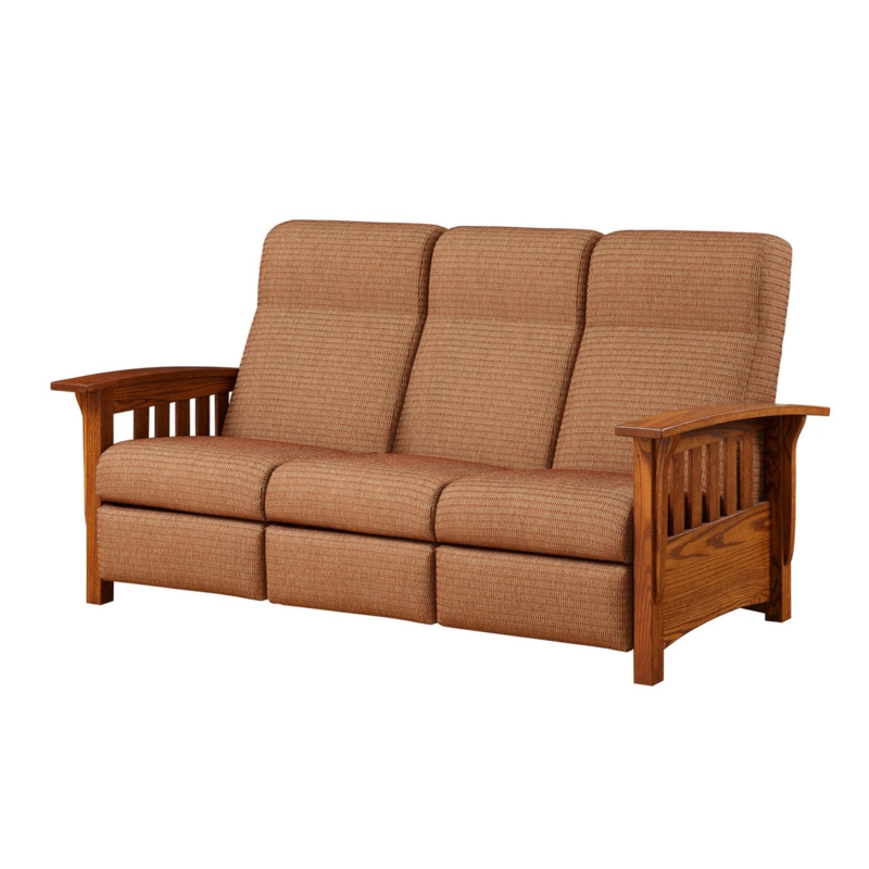 Amish Classic Mission Wood Frame Recliner Sofa