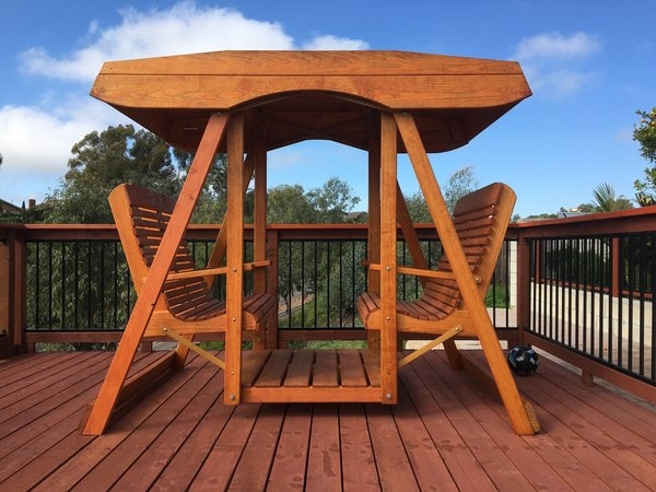 Amish Double Lawn Swing Glider with Canopy  Pine Wood, Seats 4