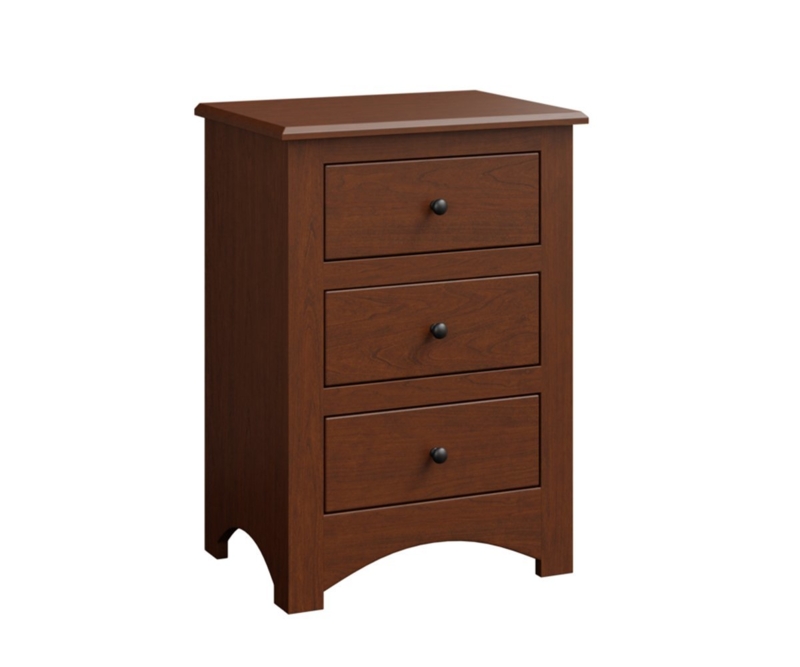 Amish Nash Solid Wood Minimalist 3-Drawer Nightstand