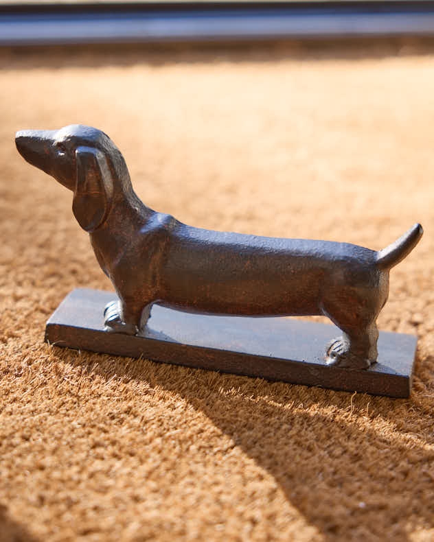 Animal Doorstop in Antique Bronze Cast Metal, Rectangular Base