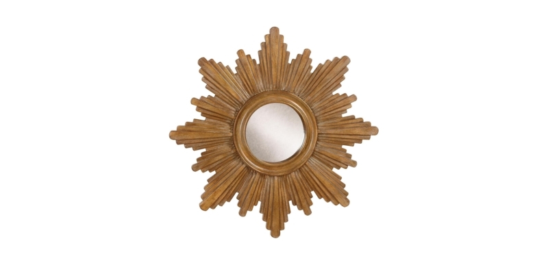Antique Gold Sunburst Mirror: Tiered Ray Design with Eight-Pointed Star