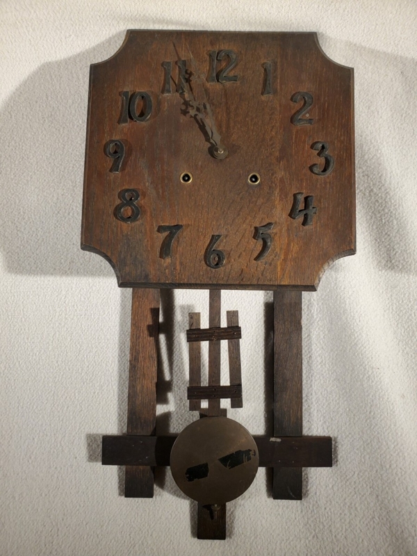 Antique Mission Wall Clock with Open Frame and Raised Numerals