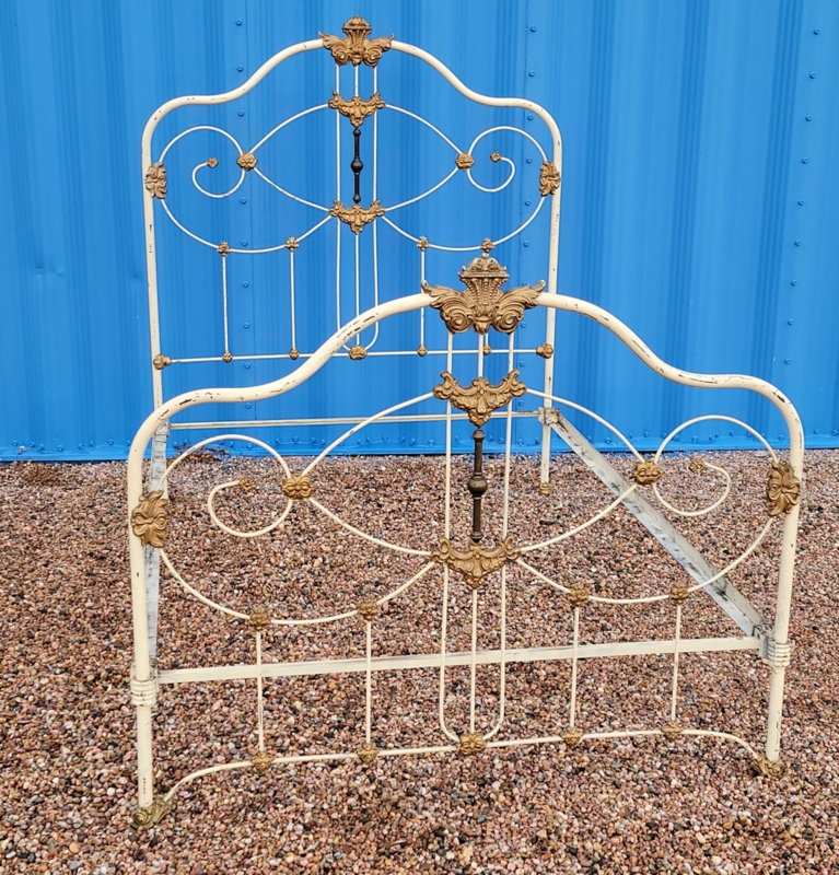 Antique Victorian Iron and Brass Bed - Full Size Bed
