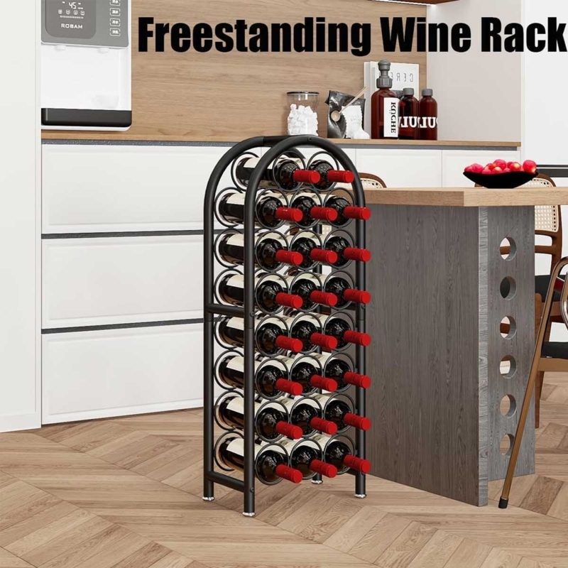 Aoibox Freestanding Floor Wine Rack Metal Holder Stand Organizer Storage  for 23 Bottles Black Space Saving Design in the Wine Storage department at 