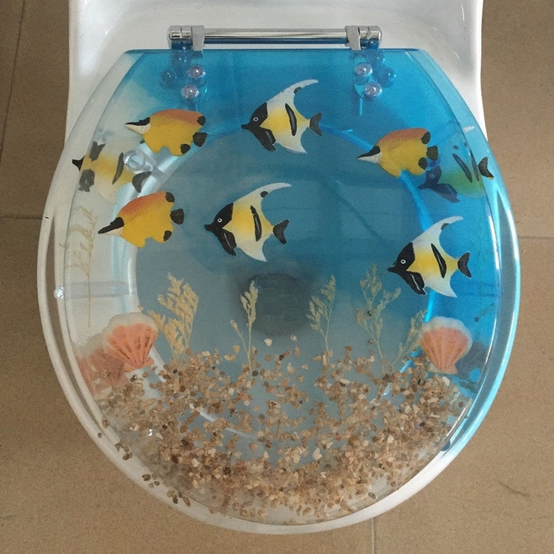 Aquarium Toilet Seat: Translucent Resin with 3D Encapsulated Fish.