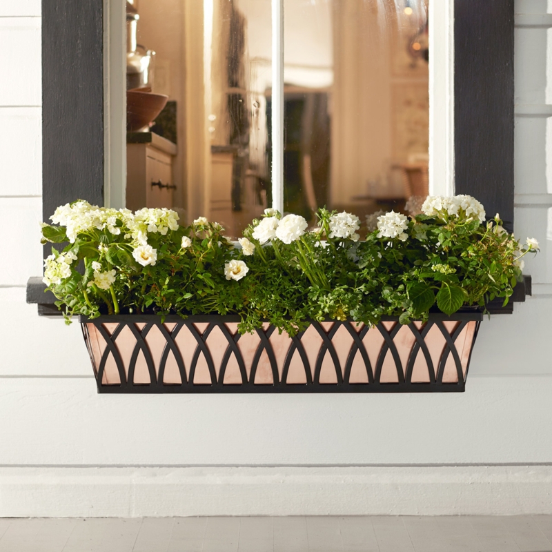 Arch Tapered Window Box with Copper Toned Liner