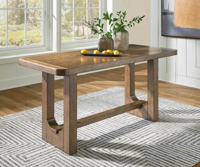 Architectural Wood Counter Table Trestle Base Curved Leg Cutouts