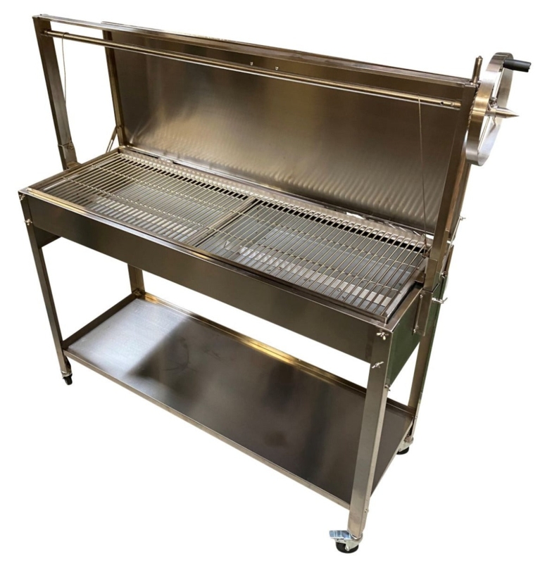 Argentinian Style Charcoal Grill with Manual Flywheel and Cable Lift