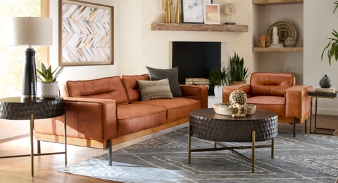 Armchair Cocoa Brown Leather Like Wood Base Frame Boxy Arms Slim Legs