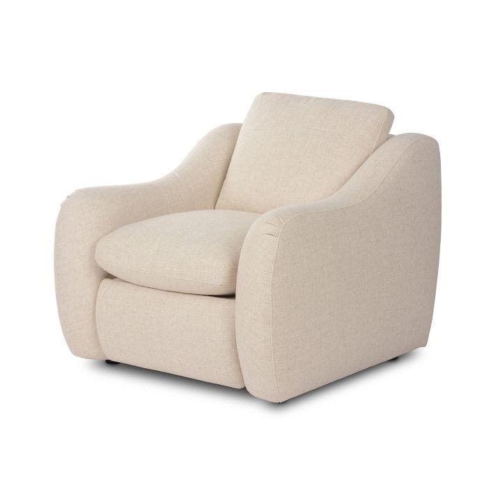 Armchair Oatmeal Sloping Arms Textured Weave Lounge