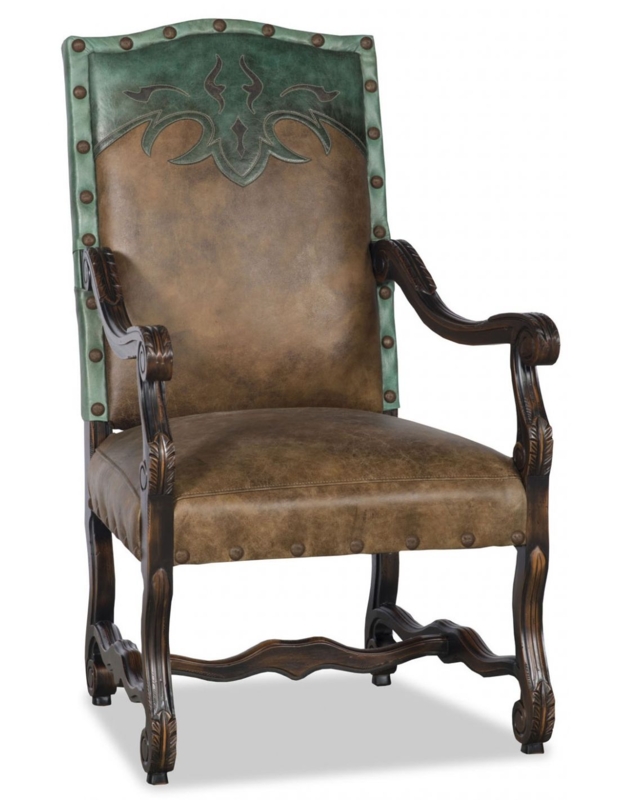 Armchair Western Applique Teal Accent Nailheads
