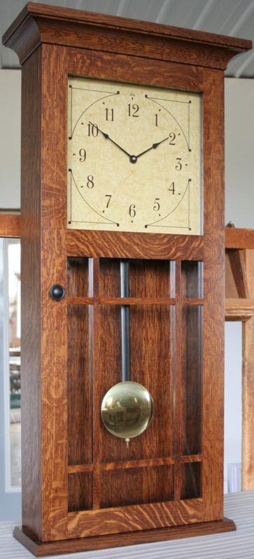 Arts and Crafts Wall Clock featuring Mission Mullions