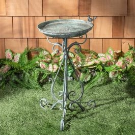 Ashlan Outdoor Bird Bath - Antique Dark Green - Safavieh