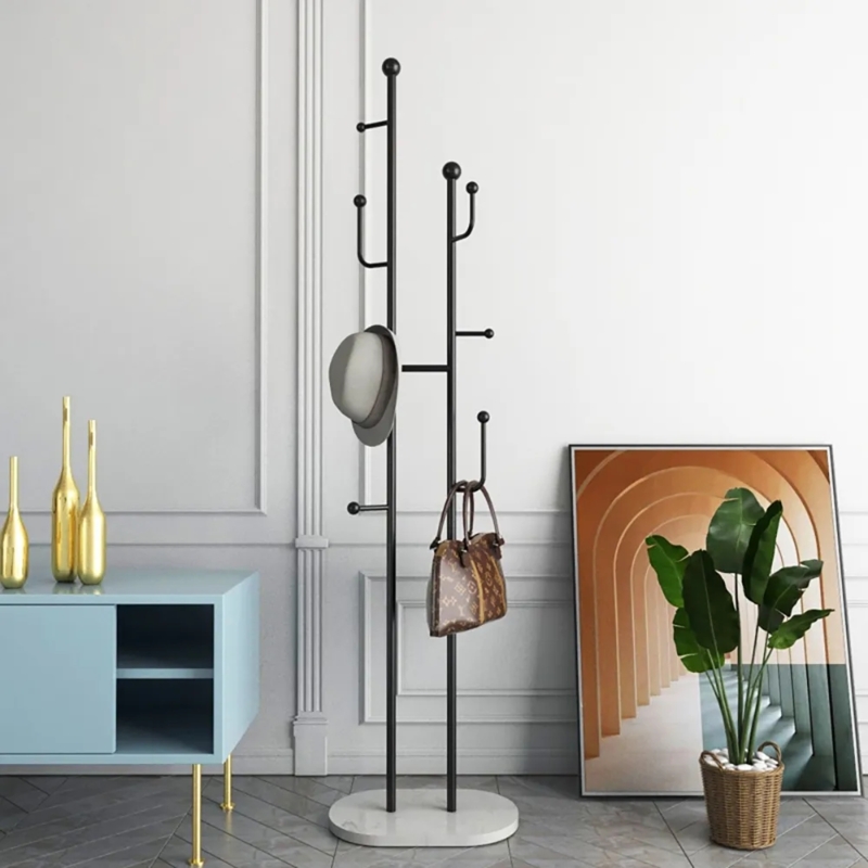 Asymmetrical Coat Stand Matte Black Marble Look Base Ball Tips
