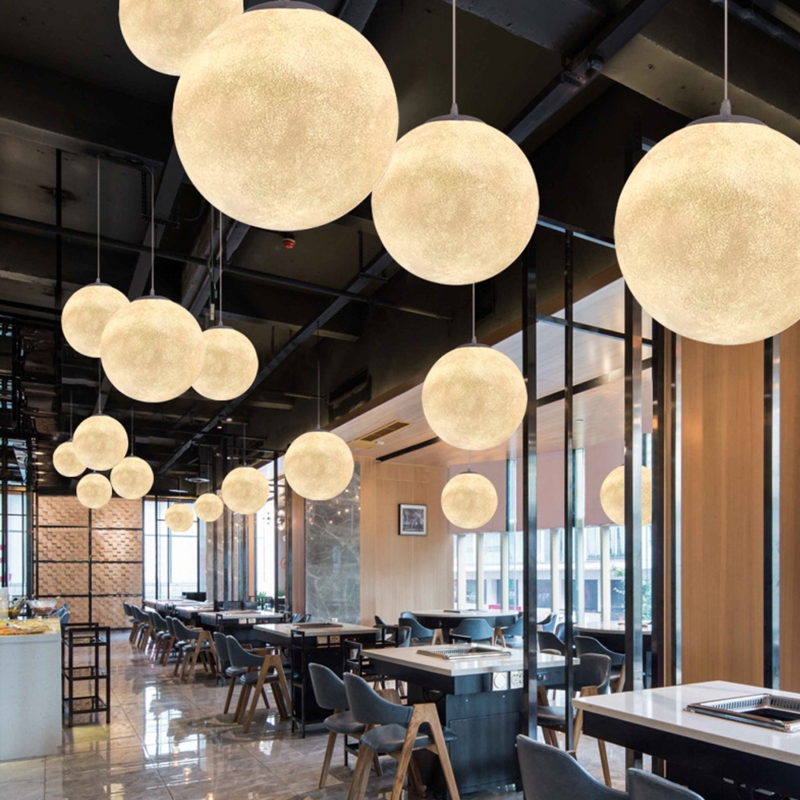 Babodecor Quality Extra Large Moon Resin Globe Chandelier Nordic Ball Planet Restaurant Pendant Light