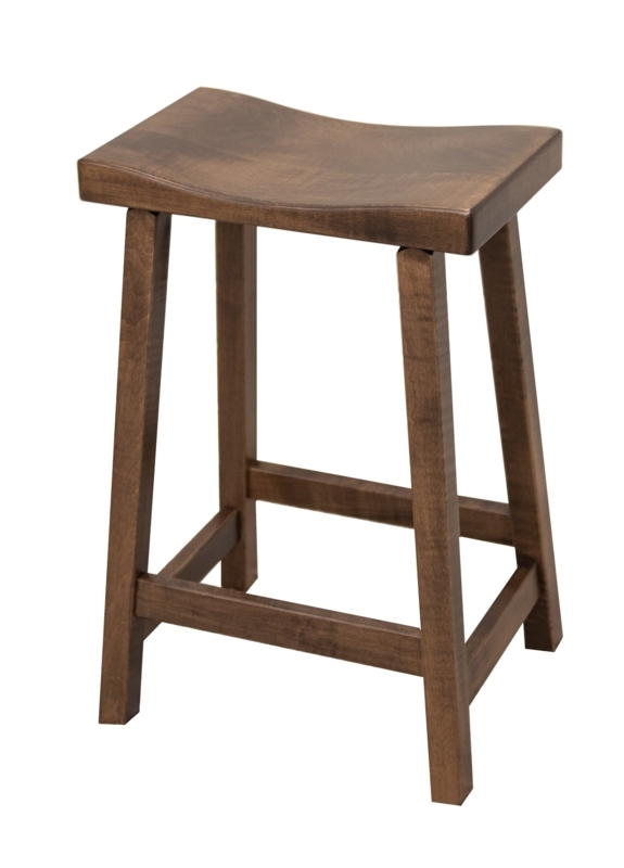 Backless Bar Stool in Cocoa Finish with Solid Maple Saddle Seat