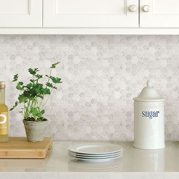 Backsplash Marble Honeycomb Peel and Stick Tile Update, Matte Finish