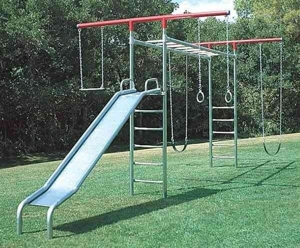 Backyard Playset with All-Metal Construction and Red Top Bars